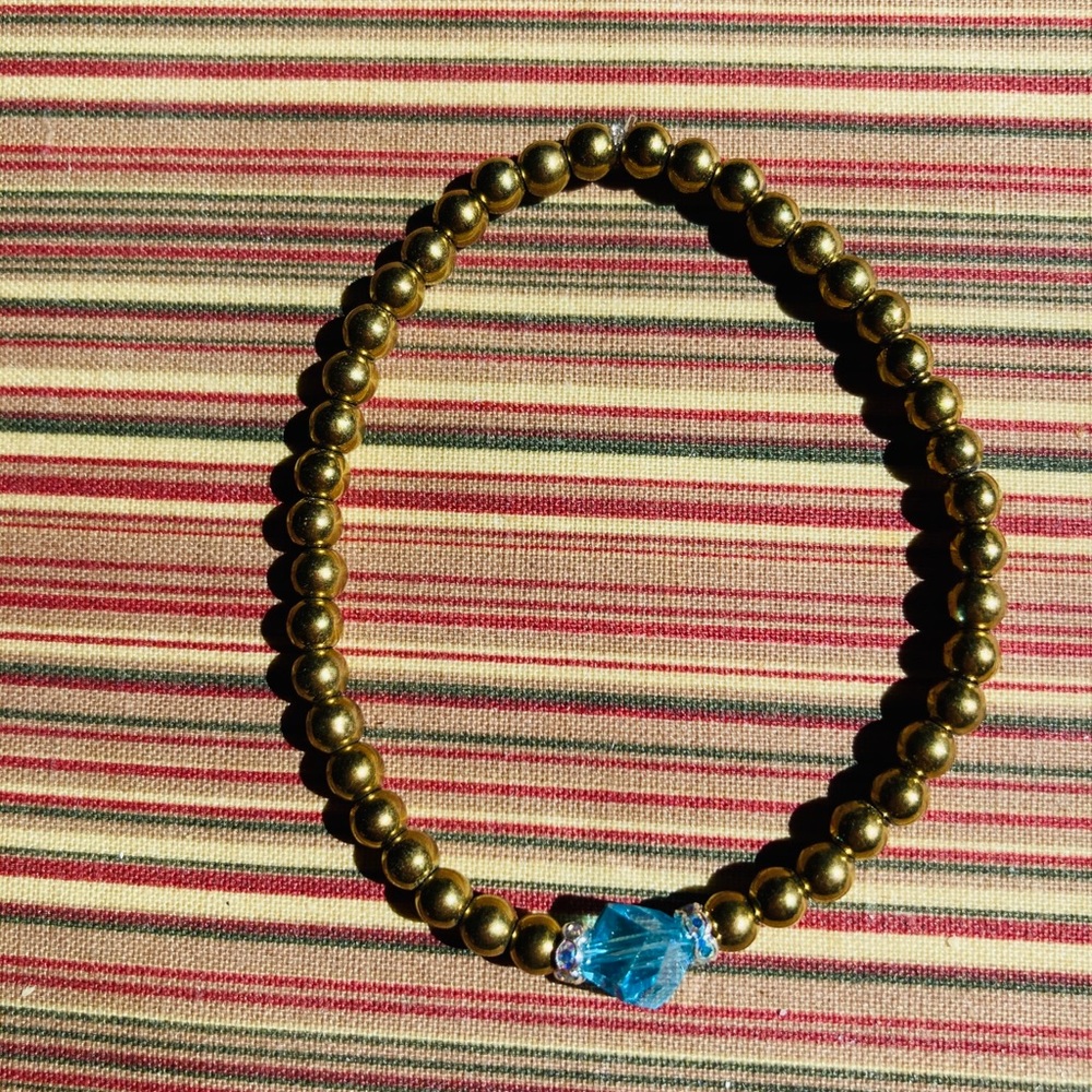 5 Stackable Trendy Beaded Metallic Bracelets With… - image 3